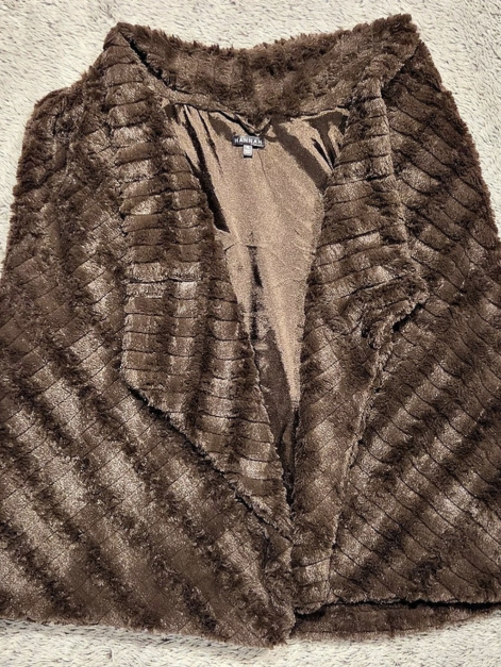 Hannah Faux Fur Open Front Vest Size X-Large
